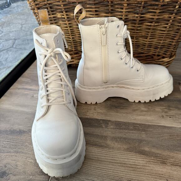 Dr. Martens V Jadon II Mono White Platform Boots Women’s Size 7 Vegan Zip - Picture 2 of 11